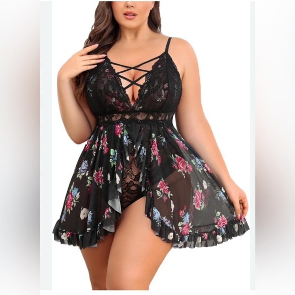 Avidlove Sexy Sleepwear Lingerie Nightgown Babydoll Lace Chemise Night Dress 22W